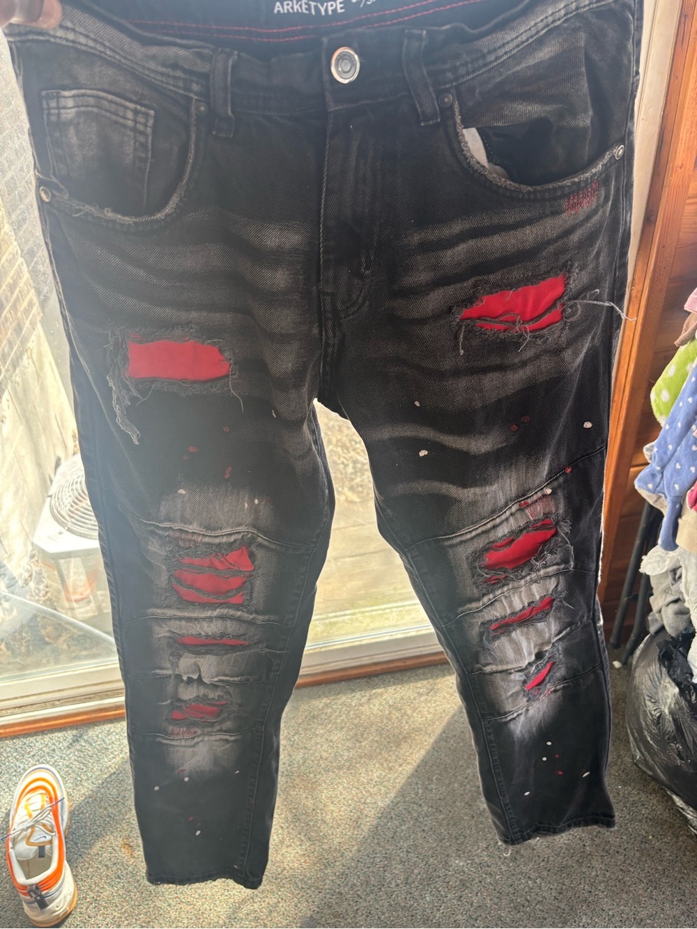 Arketype distressed black denim jeans
